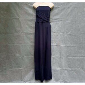 Lulu’s Own The Night Strapless Navy Dark Blue Dress Gown Size L